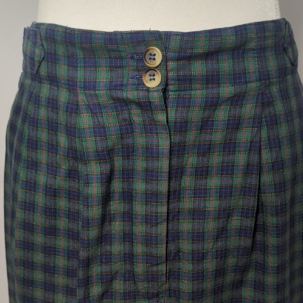 Vintage 80s 90s Nautica Tartan Plaid Green Blue Women's Skirt Midi Maxi Fall Med - Picture 4 of 16